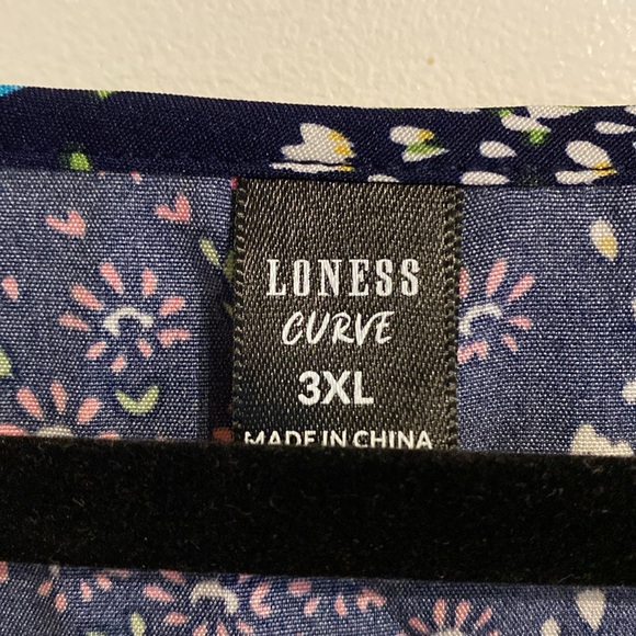 🆕 LONESS CURVE Plus Black Pink Floral Top Blouse Double Flounce Angel Sleeve!! - Picture 4 of 7